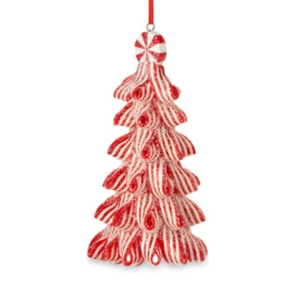 Ribbon Candy Peppermint Tree Ornament Christmas Tree Sweet Treats Red Ribbon - Picture 2 of 4